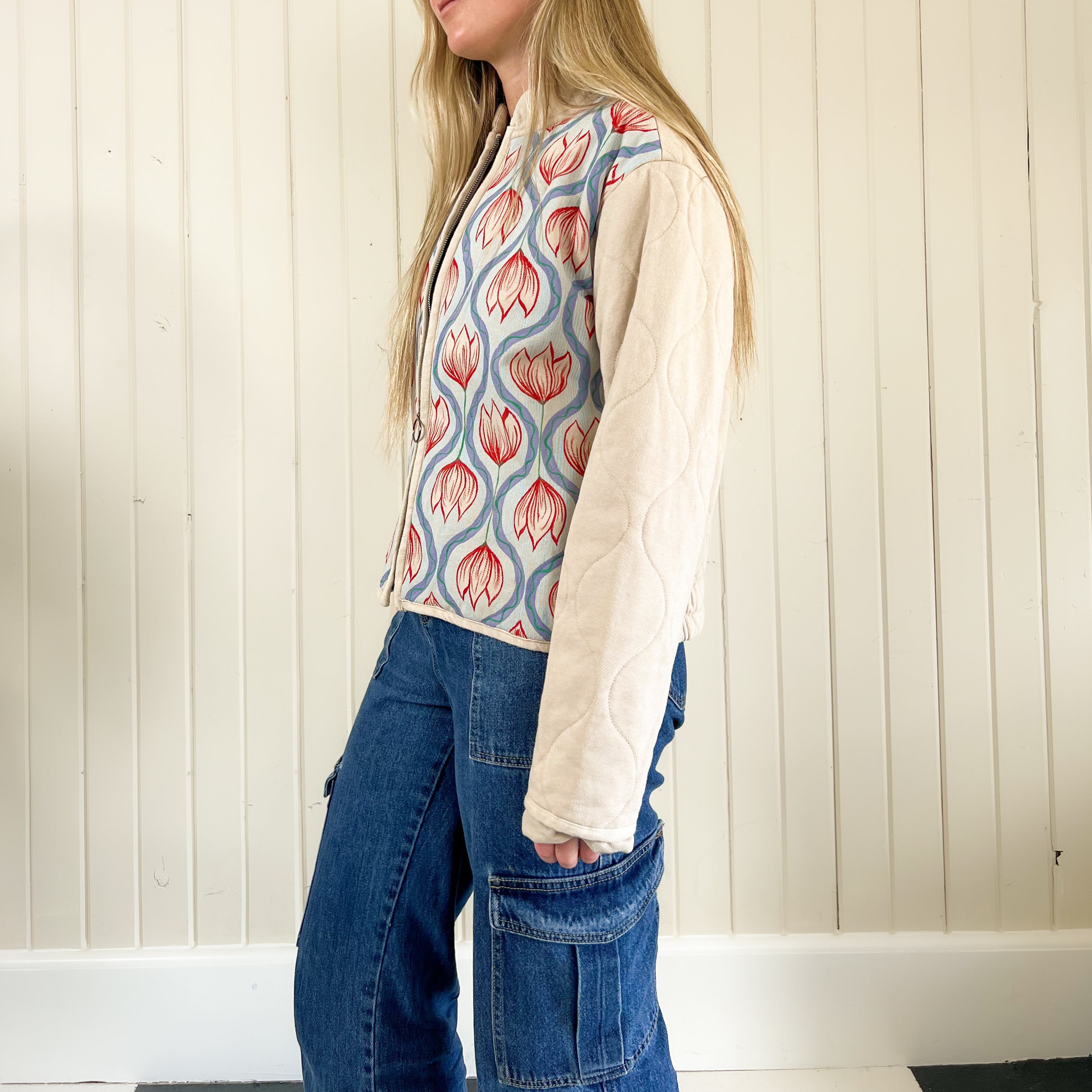 "Quiet Pattern Loud Heart" Hand Painted Quilted Jacket Size Small