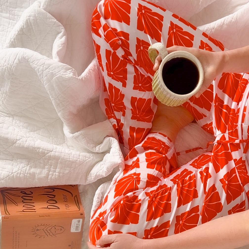 Block Daisy Lounge Pants - Wild Rose