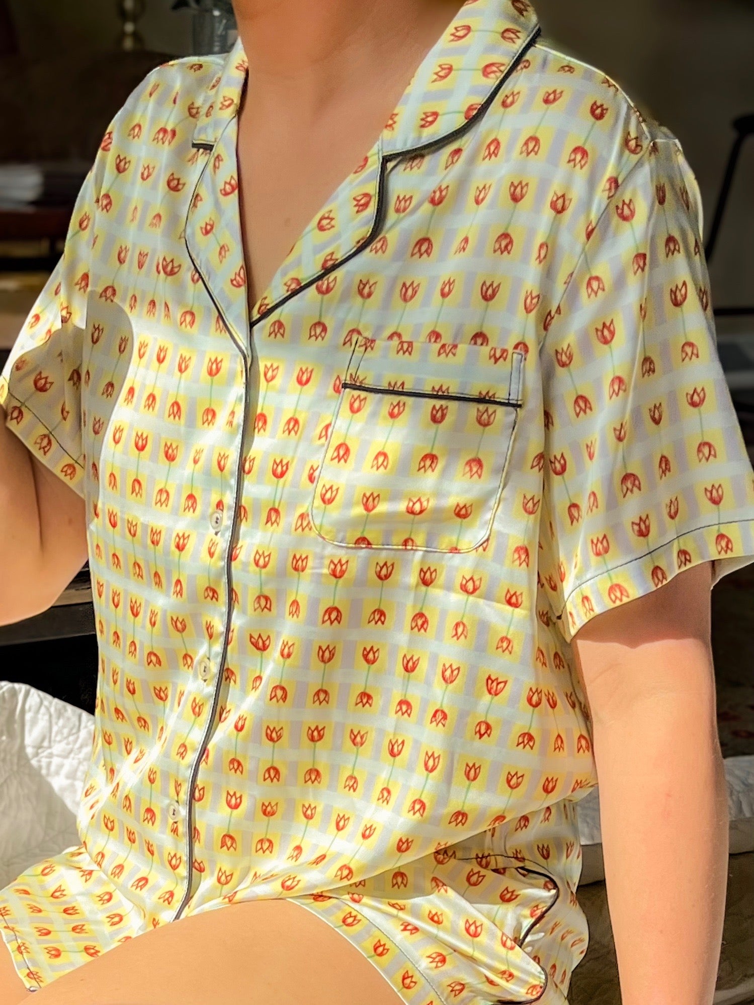 Tulip Gingham Pajama Top