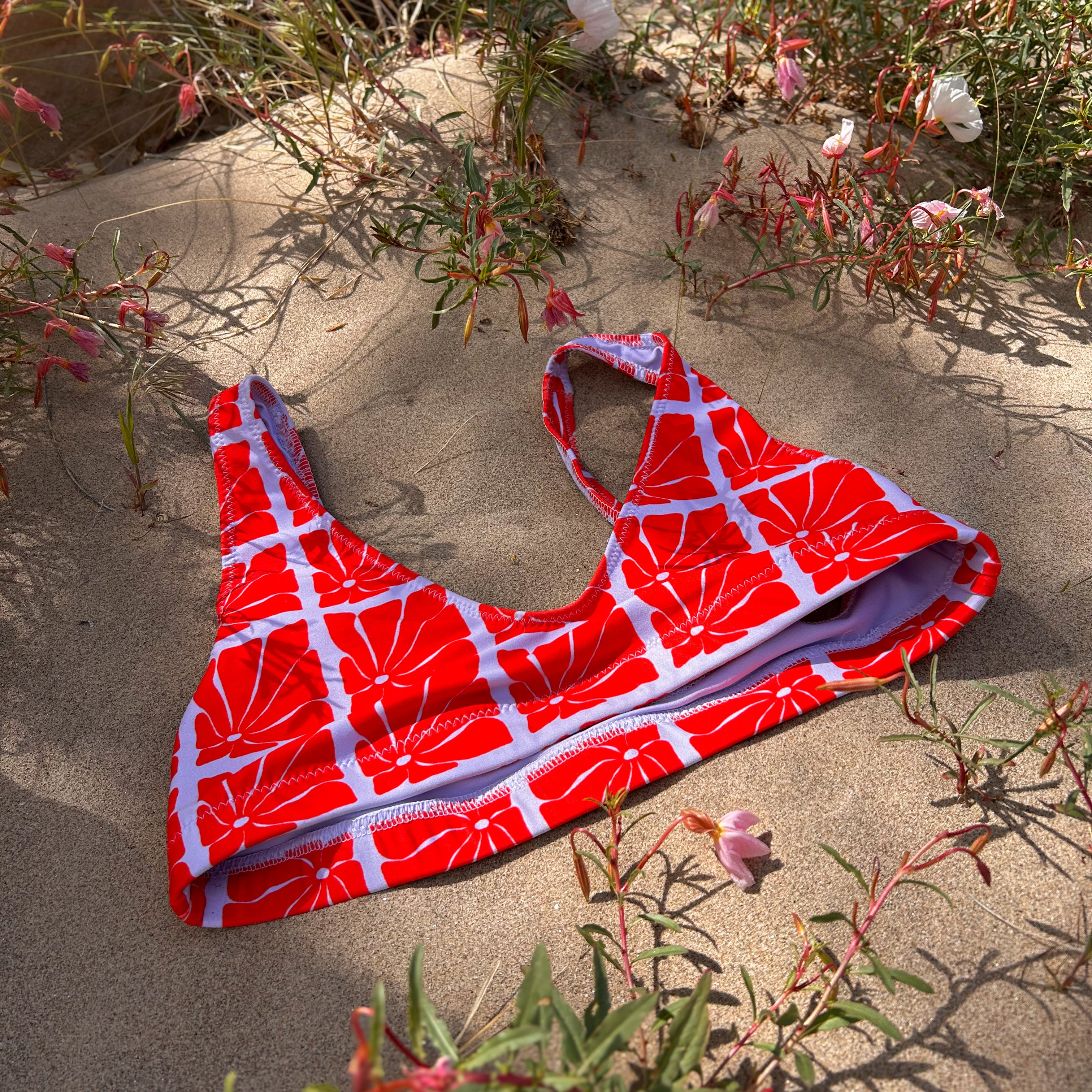 Recycled "Core" Swim Top - Wild Rose + Lavender