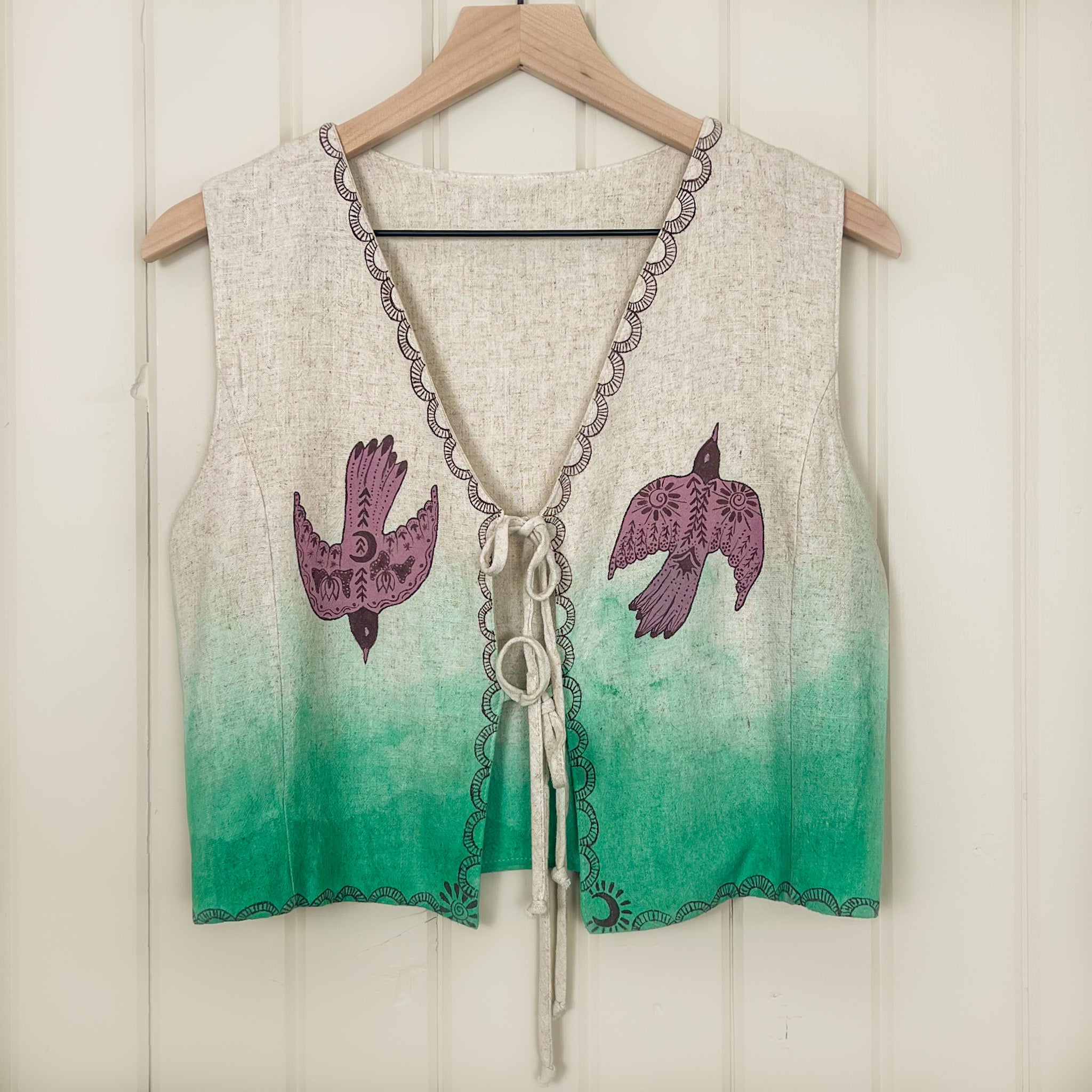"Sun Bird, Moon Bird" Painted Vest