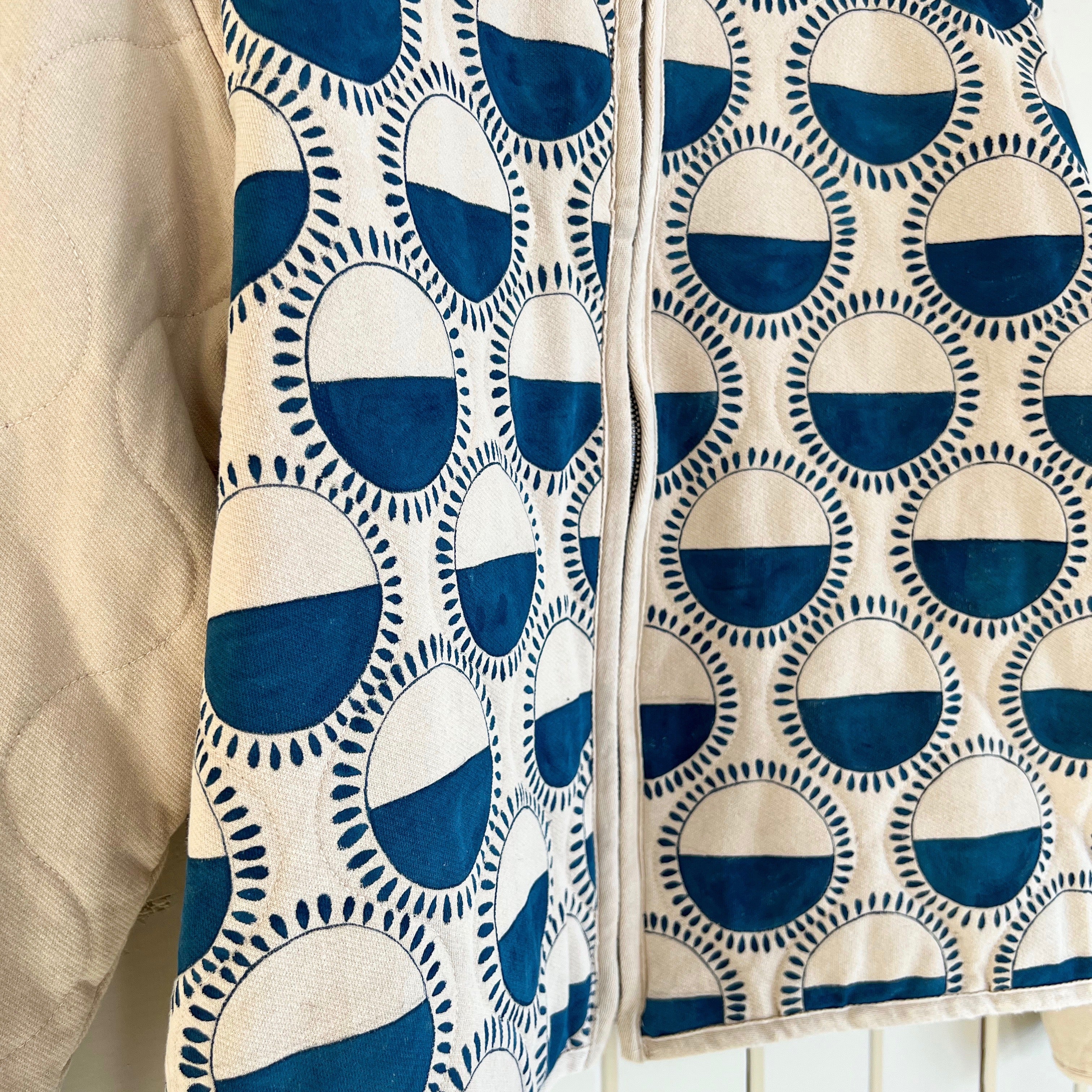 Sunbeam Hand Painted Quilted Bomber Jacket Large