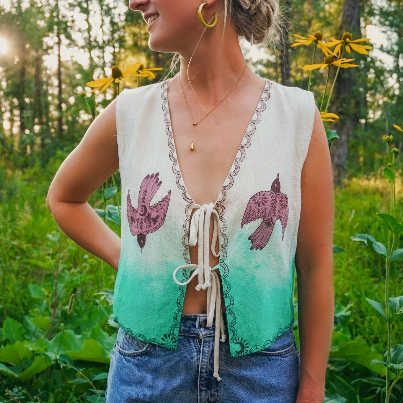 "Sun Bird, Moon Bird" Painted Vest