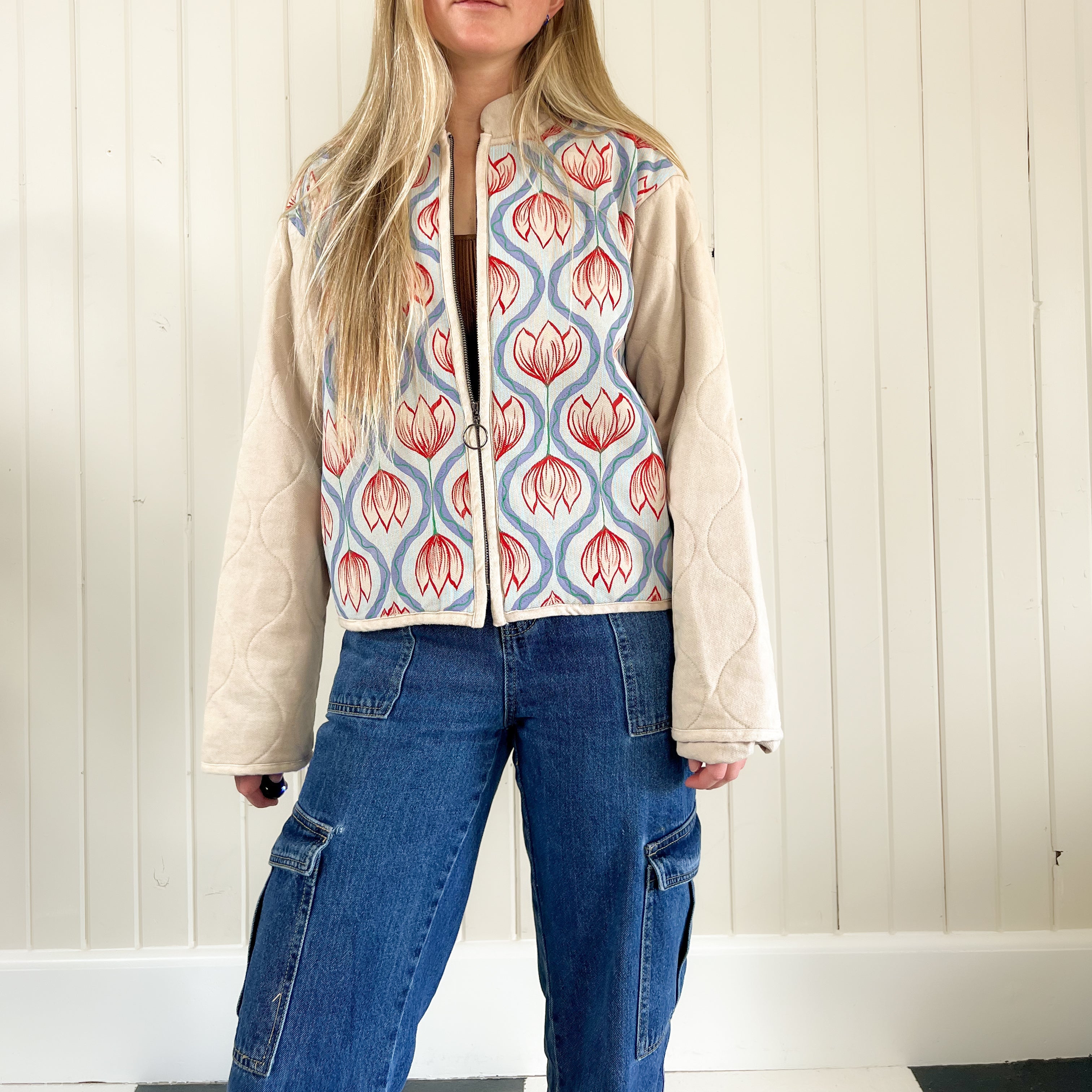 "Quiet Pattern Loud Heart" Hand Painted Quilted Jacket Size Small