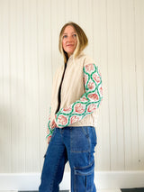 "Spring Sleeves" Hand Painted Quilted Jacket Size Medium