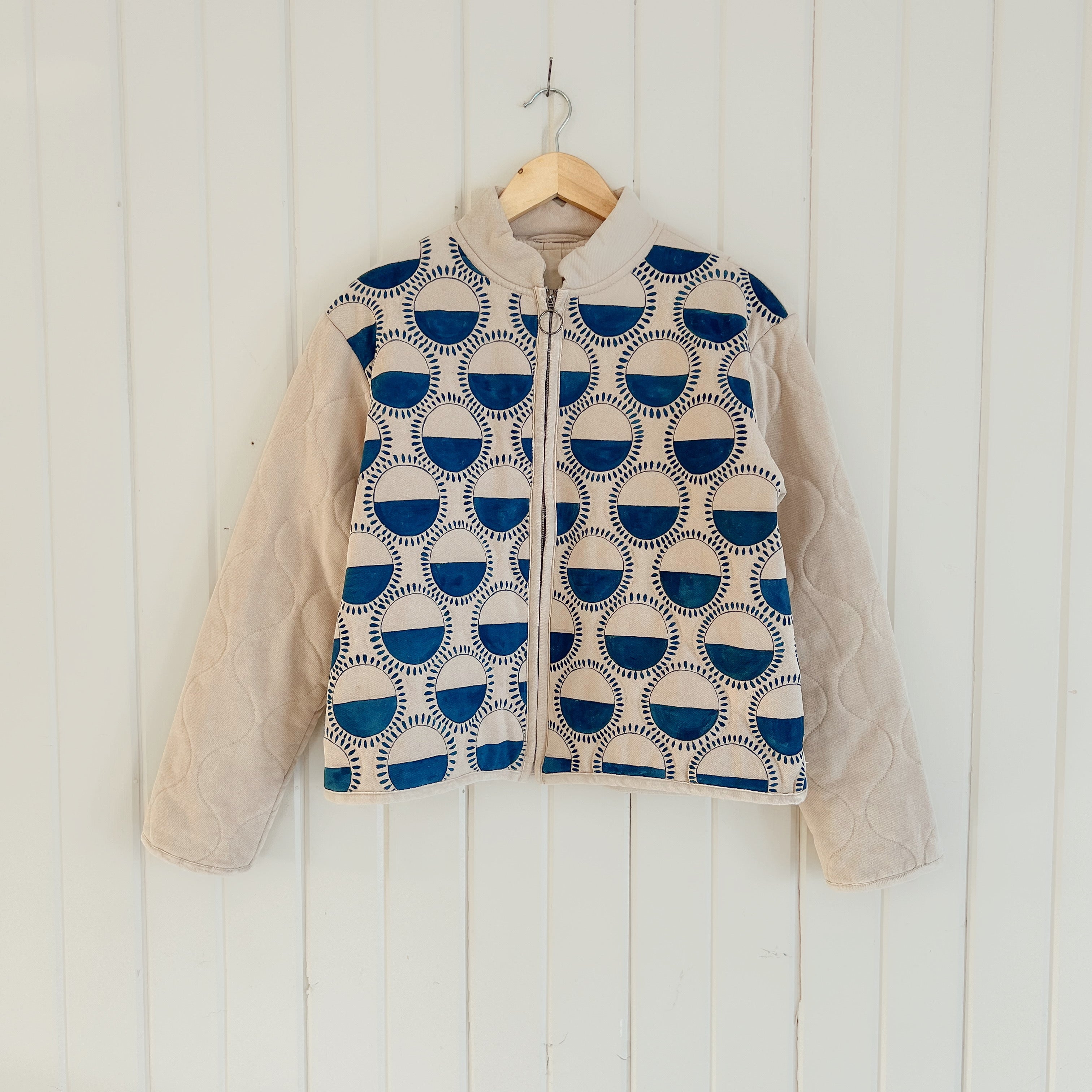 Sunbeam Hand Painted Quilted Bomber Jacket Large