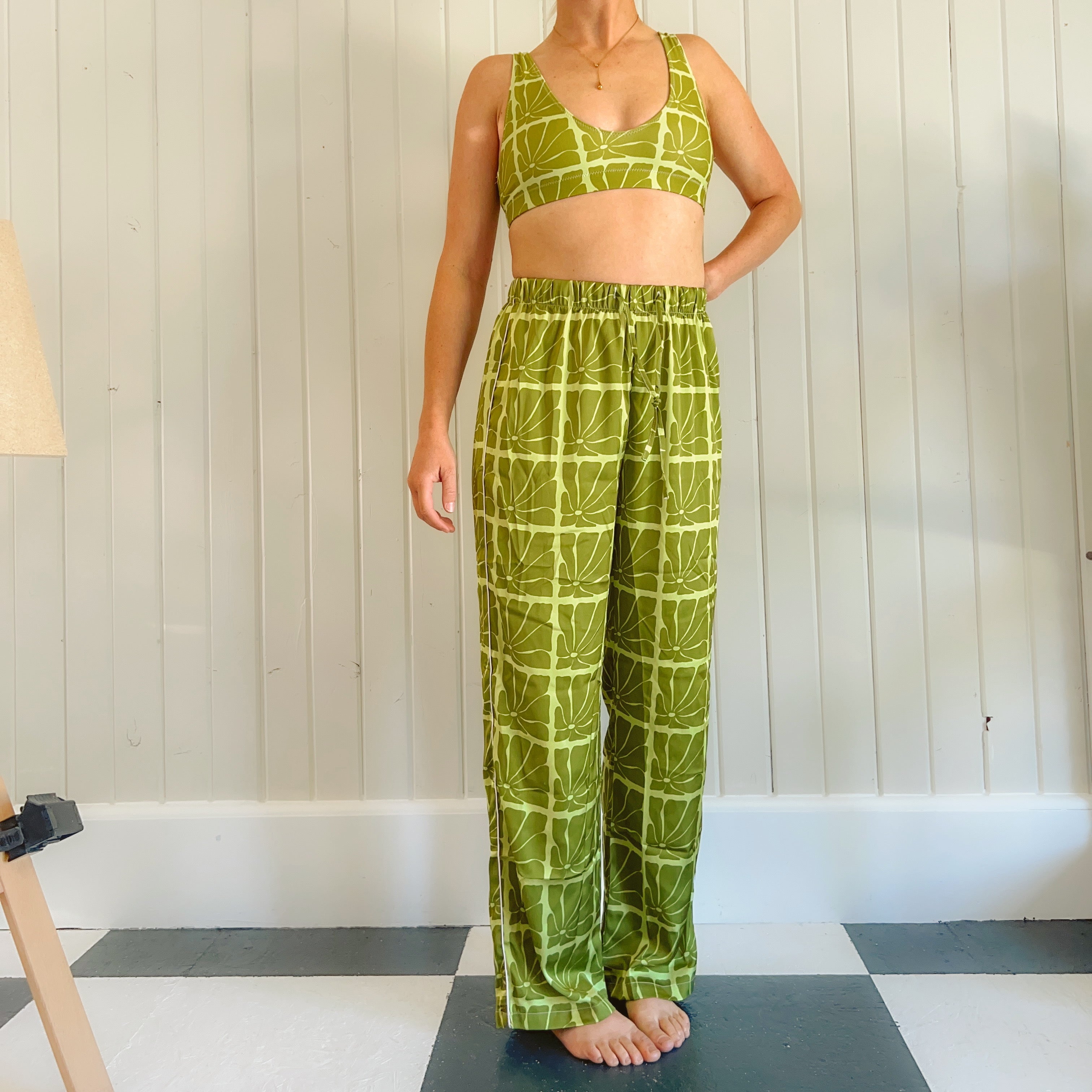 Block Daisy Lounge Pants - Mosslight